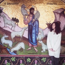 Byzantine-style mosaic on the wall of Kykkos monastery
