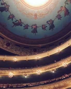 Decorated ceiling of the Mariinsky theatre Saint Petersburg