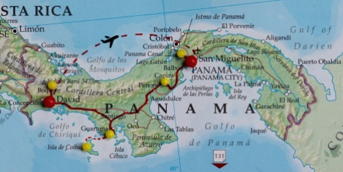 Panama road trip itinerary map