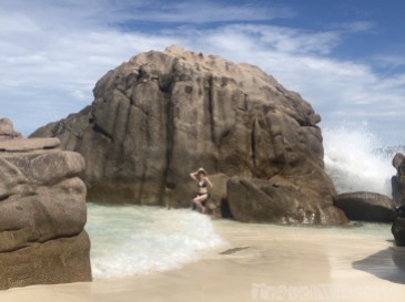 Seychelles granite boulders on the beach